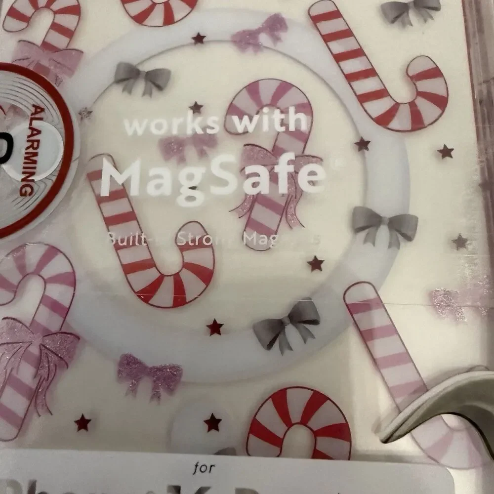 Pink Sky Iphone 16 Pro Max Christmas Candy Cane Sparkle Bow Theme Phone Case New